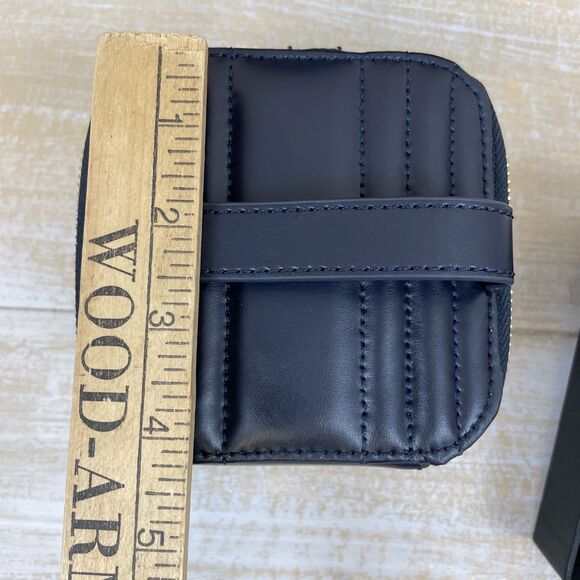 WOLF Maria Zip Jewelry Travel Cube Navy Leather w/ Original Box & Dust Bag - Picture 15 of 16